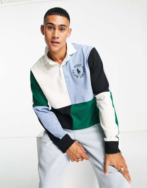 Polo Ralph Lauren x ASOS - Exclusieve samenwerking - Rugbypolo in blauw met kleurvlakken