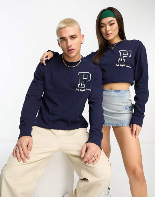 Polo Ralph Lauren x ASOS - Exclusieve Samenwerking - T-shirt met lange mouwen in marineblauw met logo