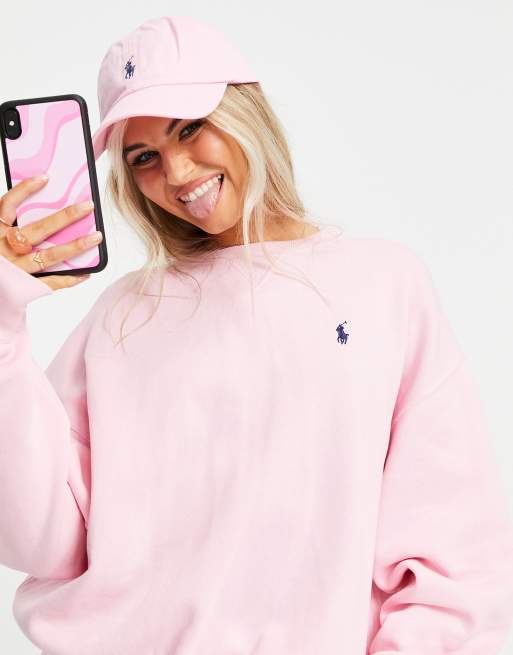 Pink ralph store lauren sweatshirt