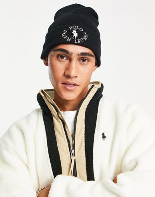Polo Ralph Lauren x ASOS exclusive collab beanie in black with circle logo