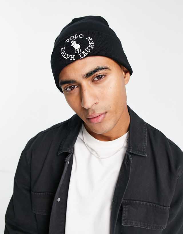 Polo Ralph Lauren x ASOS Exclusive collab beanie in black with circle logo