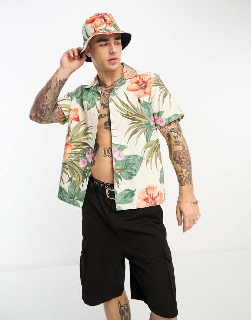 Polo a fleurs homme hot sale