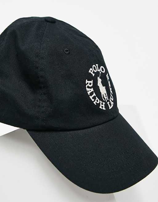 Polo Ralph Lauren x ASOS exclusive collab cap in black with Polo Ralph Lauren x ASOS exclusive collab cap in black with