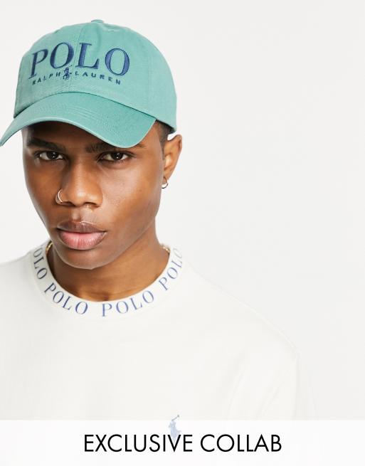 Polo Ralph Lauren x ASOS exclusive collab cap in green with text logo