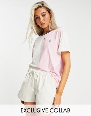Polo Ralph Lauren x ASOS exclusive collab co-ord colourblock t-shirt in pink