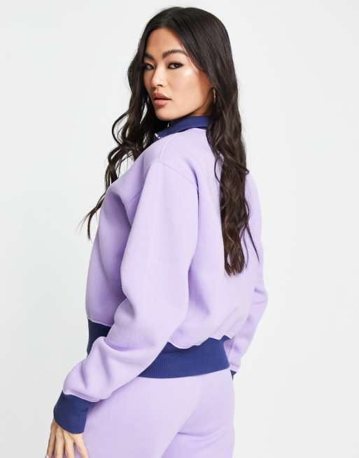 Polo Ralph Lauren x ASOS exclusive collab co-ord logo 1/4 zip sweatshirt in  lavender | ASOS