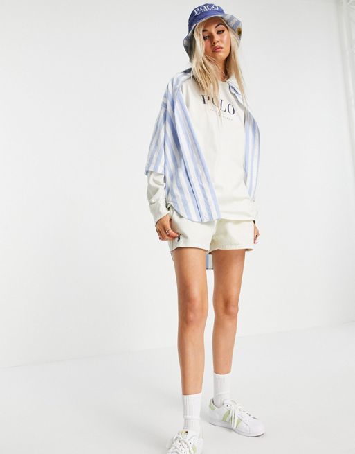 Polo Ralph Lauren x ASOS exclusive collab co-ord logo long sleeve t-shirt  in cream | ASOS