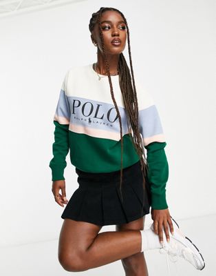 Polo Ralph Lauren x ASOS exclusive collab colourblock crew neck sweatshirt in multi  | ASOS