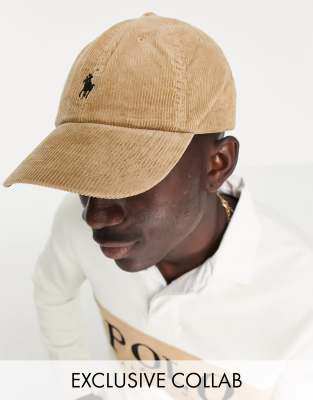 Polo Ralph Lauren x ASOS exclusive collab cord cap in tan with pony logo | ASOS