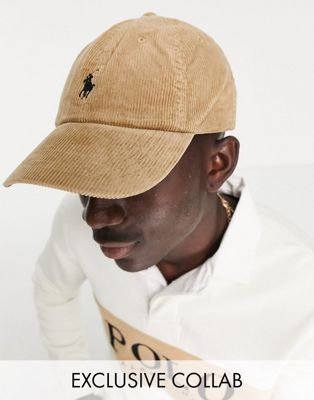 Polo Ralph Lauren x ASOS Exclusive collab corduroy cap in tan with pony logo | ASOS