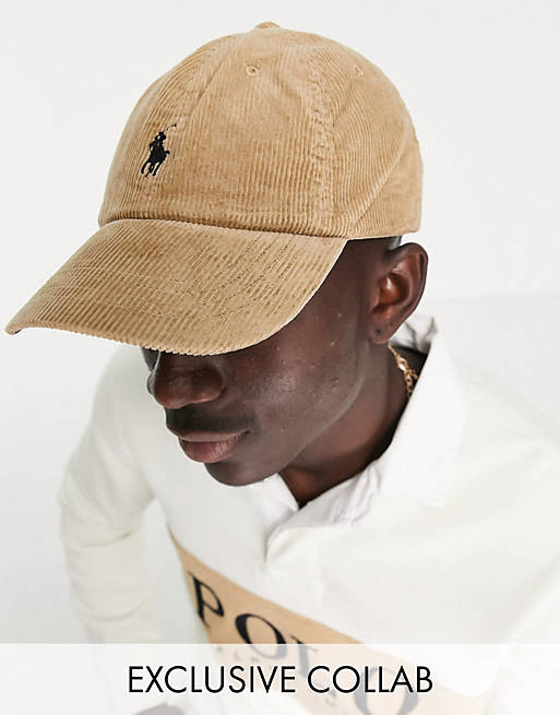 Polo Ralph Lauren x ASOS Exclusive collab corduroy cap in tan with pony logo