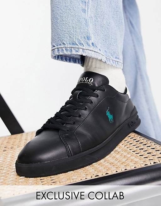 Polo Ralph Lauren x ASOS exclusive collab court trainer in black with pony logo