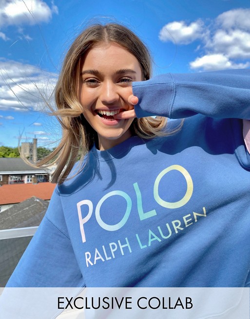 Polo Ralph Lauren x Asos exclusive collab crew neck logo sweater in blue