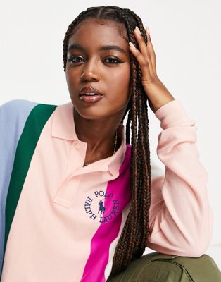 Polo Ralph Lauren x ASOS exclusive collab cropped long sleeve polo in multi stripe