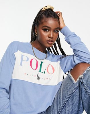 Polo Ralph Lauren x ASOS exclusive collab cropped long sleeve tee in blue