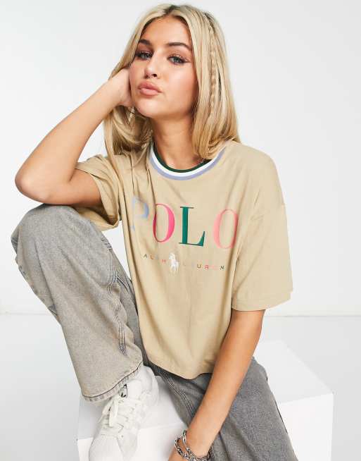 Polo Ralph Lauren x ASOS Exclusive collab cropped polo tee in khaki 