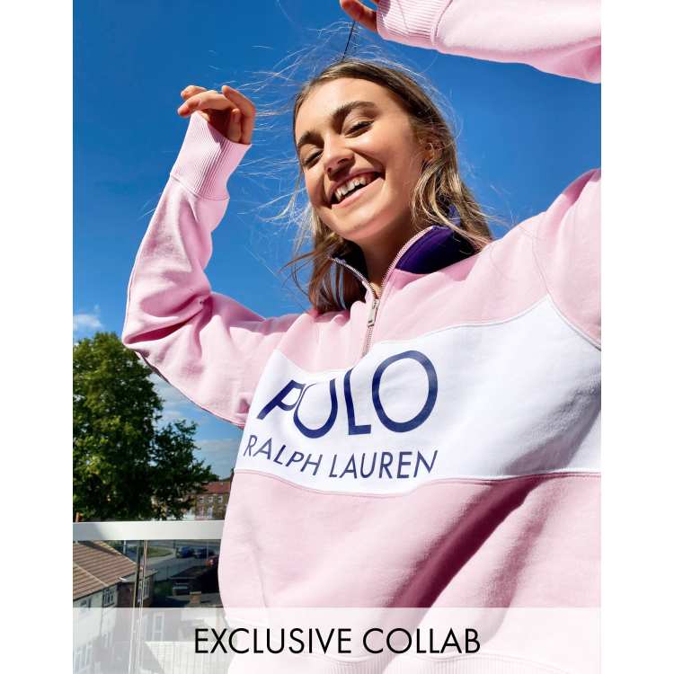 Polo Ralph Lauren x Asos exclusive collab half zip logo sweater in pink