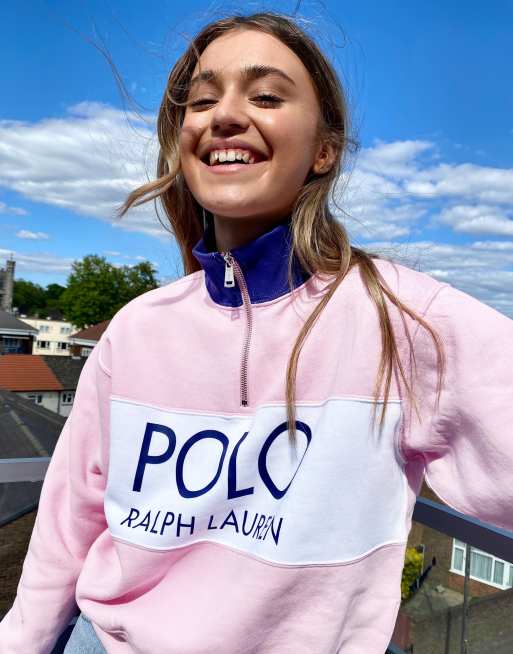 Polo Ralph Lauren x Asos exclusive collab half zip logo sweater in pink