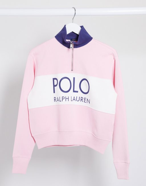 Polo Ralph Lauren x Asos exclusive collab half zip logo sweater in pink