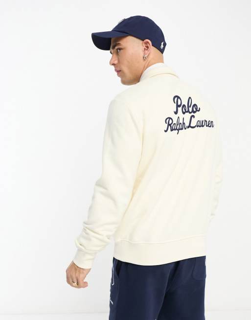 Polo Ralph Lauren x ASOS Exclusive collab half zip sweatshirt in cream with logo and back logo