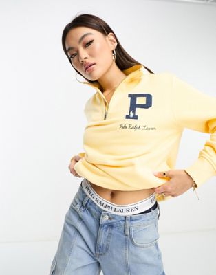 Polo Ralph Lauren x ASOS exclusive collab half zip sweatshirt in yellow with logo and back logo