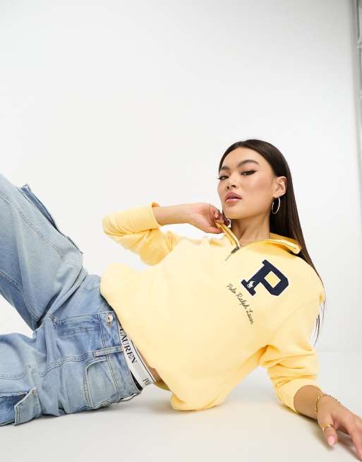 Polo Ralph Lauren x ASOS exclusive collab half zip sweatshirt in yellow with logo and back logo