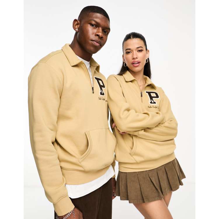 Polo Ralph Lauren x ASOS exclusive collab half zip with logo in tan