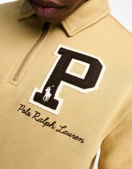 Polo Ralph Lauren x ASOS exclusive collab half zip with logo in tan