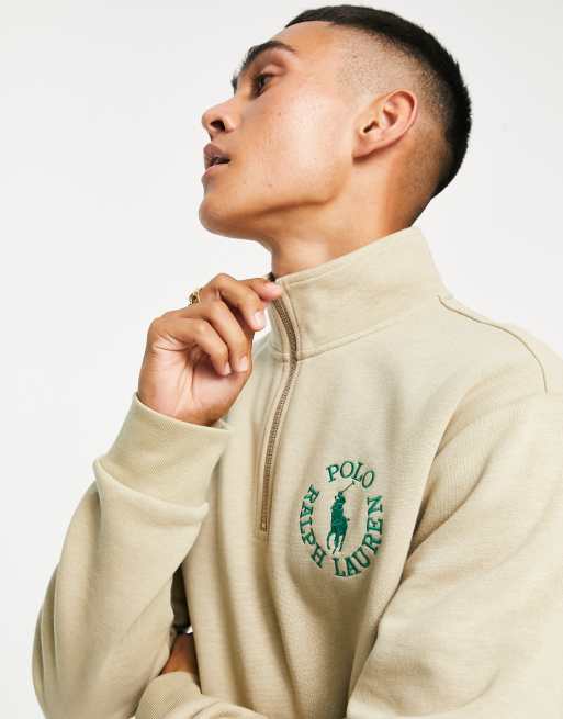 Polo Ralph Lauren X Asos Exclusive Collab Half Zip With Tan With Circle Logo Asos 2643