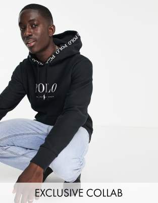 Polo Ralph Lauren X Asos Exclusive Collab Hoodie In Black With Chest ...