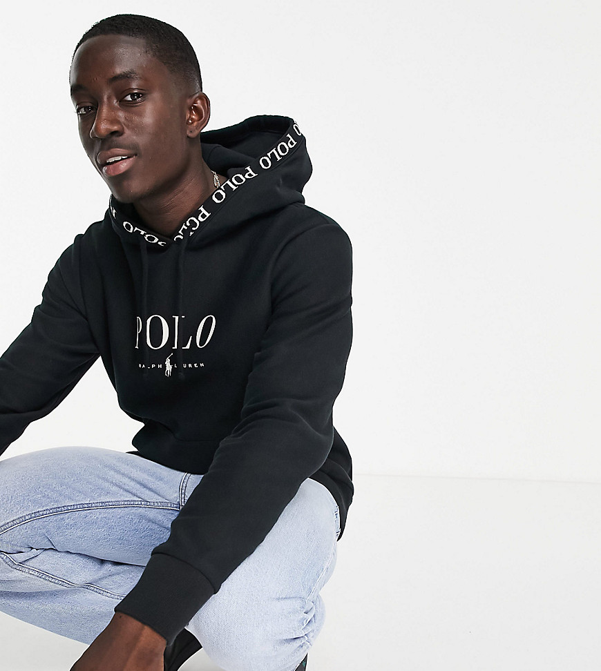 Polo Ralph Lauren x ASOS Exclusive collab hoodie in black with chest logo and hood logo taping