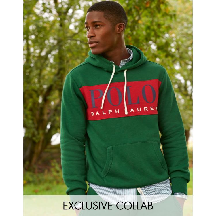 Polo Ralph Lauren x ASOS exclusive collab hoodie in green with red chest  panel