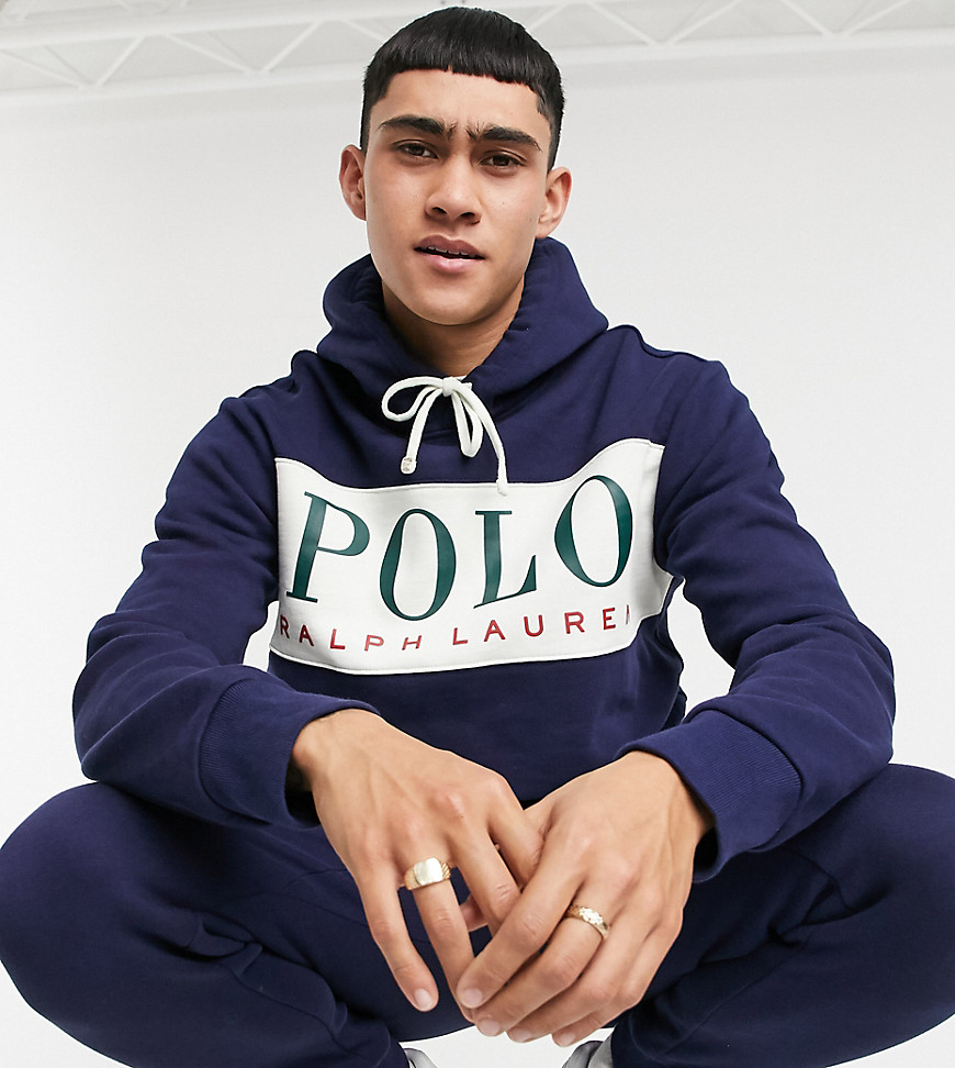 Polo Ralph Lauren x ASOS exclusive collab hoodie in navy with logo chest panel
