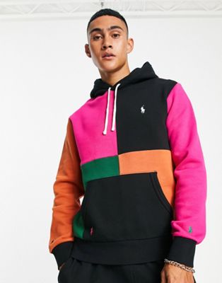 Polo Ralph Lauren x ASOS exclusive collab hoodie in pink colour block with logo