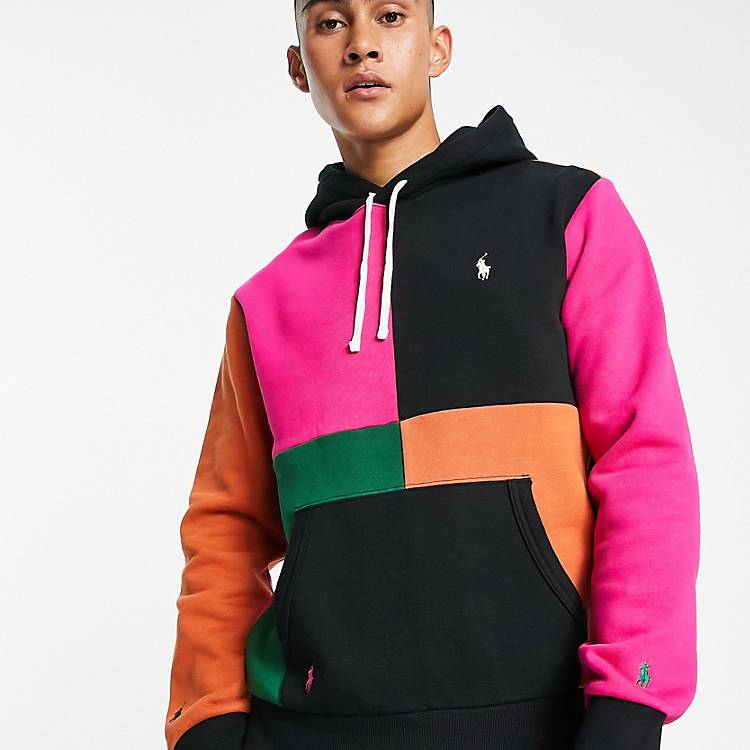 Polo Ralph Lauren x ASOS exclusive collab hoodie in pink colour block with  logo | ASOS