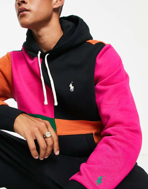 Polo Ralph Lauren x ASOS exclusive collab hoodie in pink colour block with  logo