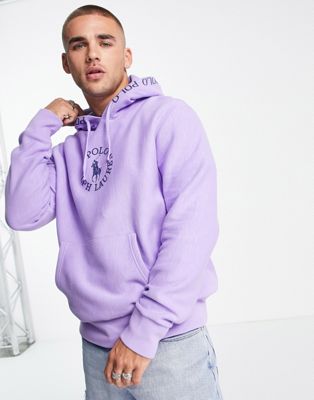 Polo Ralph Lauren x ASOS exclusive collab hoodie with chest circle logo and hood logo taping in purple