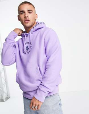 Polo Ralph Lauren x ASOS exclusive collab hoodie with chest circle logo and hood logo taping in purple - ASOS Price Checker