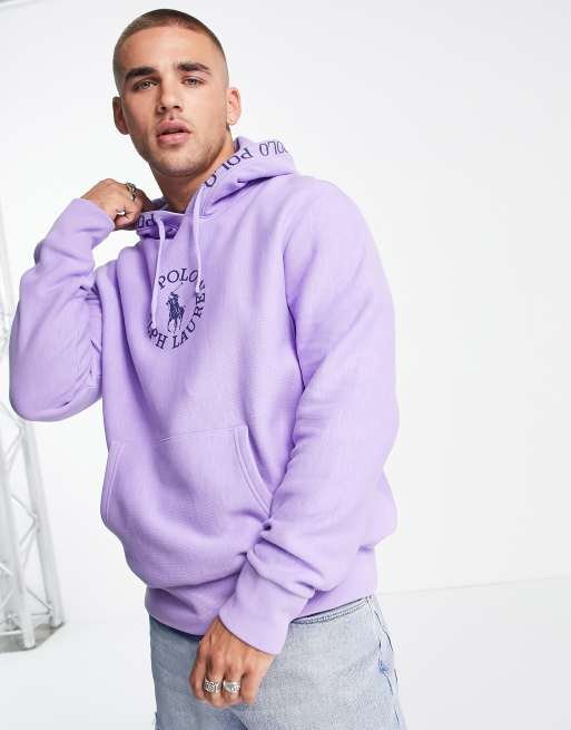 Polo Ralph Lauren x ASOS exclusive collab hoodie with chest circle logo and  hood logo taping in purple | ASOS