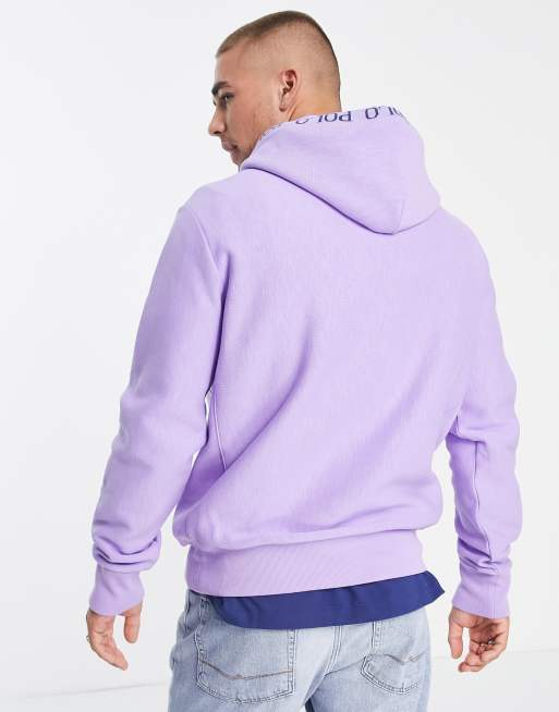 Polo Ralph Lauren x ASOS exclusive collab hoodie with chest circle logo and  hood logo taping in purple | ASOS