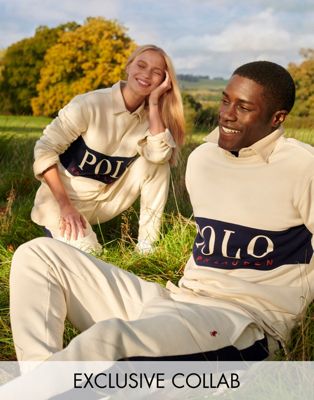 Polo Ralph Lauren x ASOS exclusive collab jogger in cream with side ...