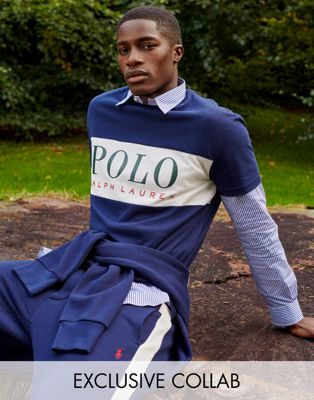 Polo Ralph Lauren x ASOS exclusive collab jogger in navy with side stripe  and pony logo
