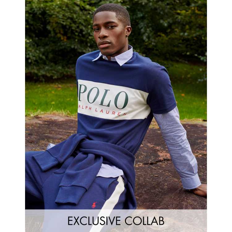 Polo Ralph Lauren x ASOS exclusive collab jogger in navy with side stripe  and pony logo