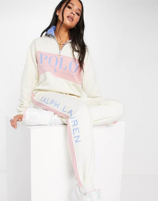 Polo Ralph Lauren x ASOS exclusive collab logo half zip sweatshirt in cream