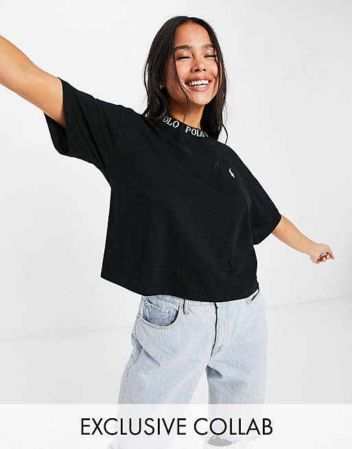 Polo Ralph Lauren x ASOS exclusive collab logo mock neck t-shirt in black