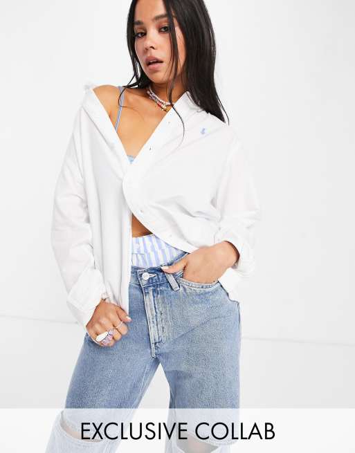 Polo Ralph Lauren x ASOS exclusive collab logo oversized shirt in white