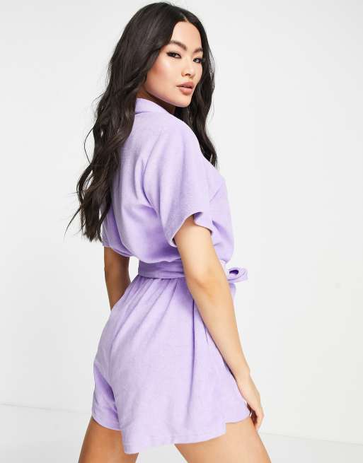 Polo Ralph Lauren x ASOS exclusive collab logo terry cotton romper in  lavender