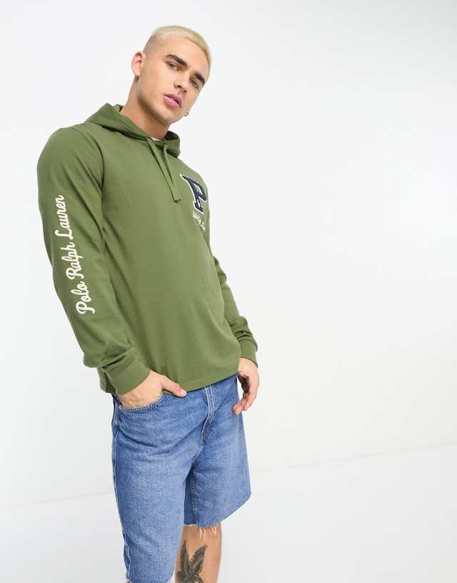 Polo Ralph Lauren x ASOS exclusive collab long sleeve hooded T-shirt in olive green with logo