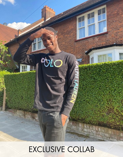 Polo Ralph Lauren x ASOS exclusive collab long sleeve t-shirt in black with back logo