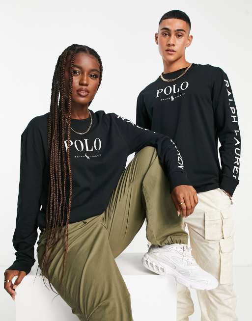 Polo Ralph Lauren x ASOS exclusive collab long sleeve t-shirt in black with  text logo | ASOS